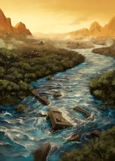 DiceWar-Illustration: Der Fluss